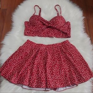 Polka Dot Top & Skirt Swimming Set
